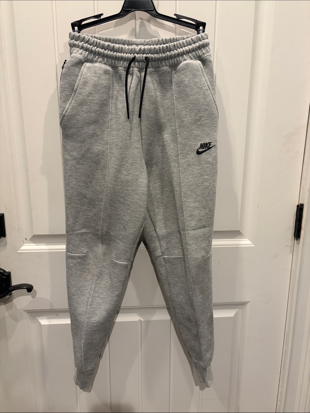 Nike Kids Light Gray Fleece Joggers with Black Drawcord